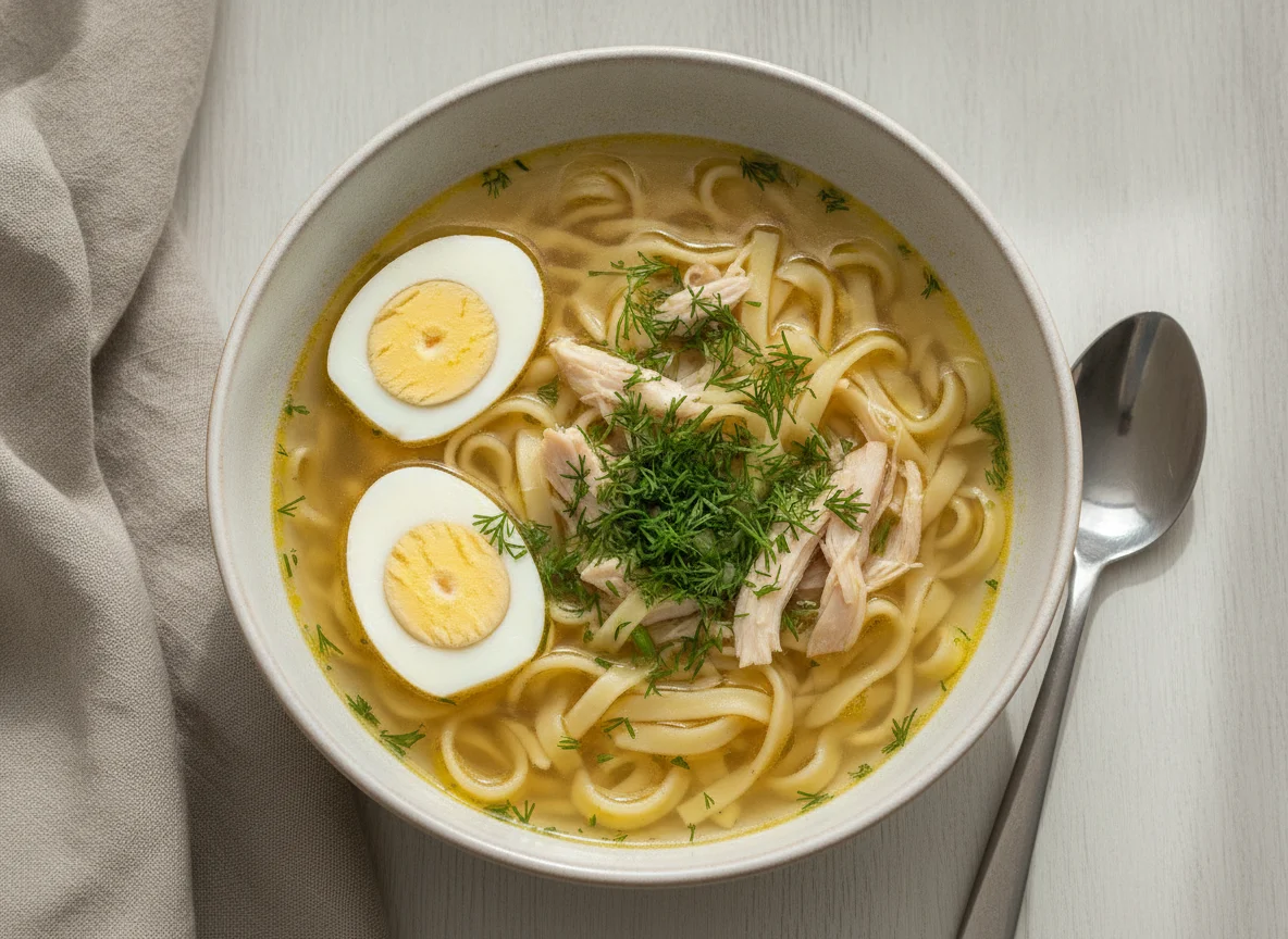 Куриная лапша с яйцом photo