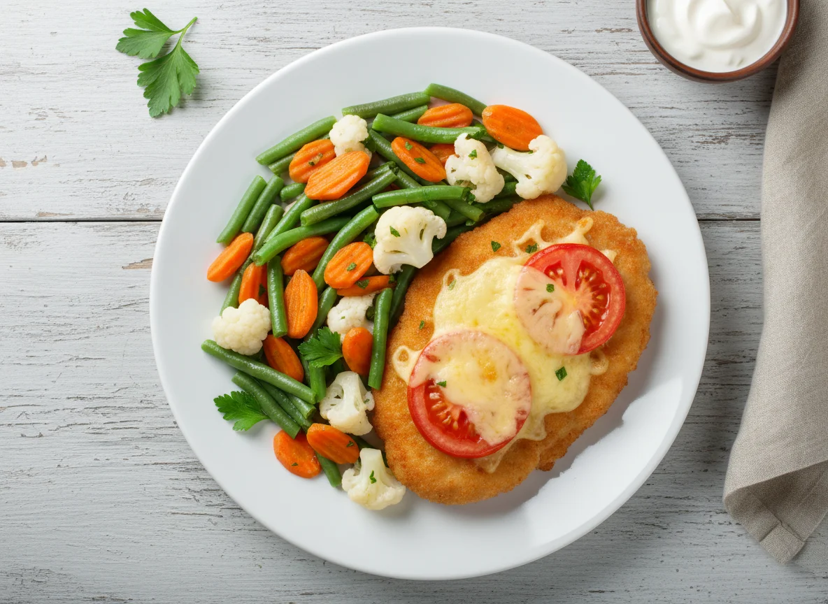 Куриная отбивная с овощами photo