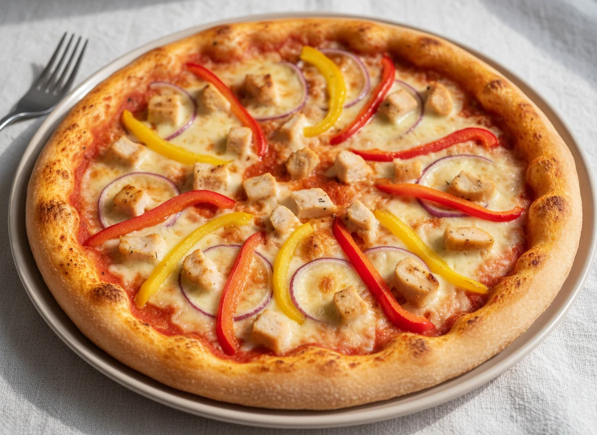 Куриная пицца с перцем photo