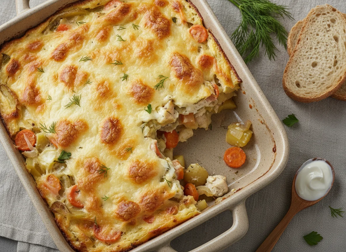 Куриная запеканка с овощами и сыром photo