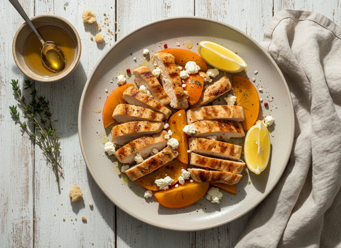 Куриное филе с хурмой и брынзой photo