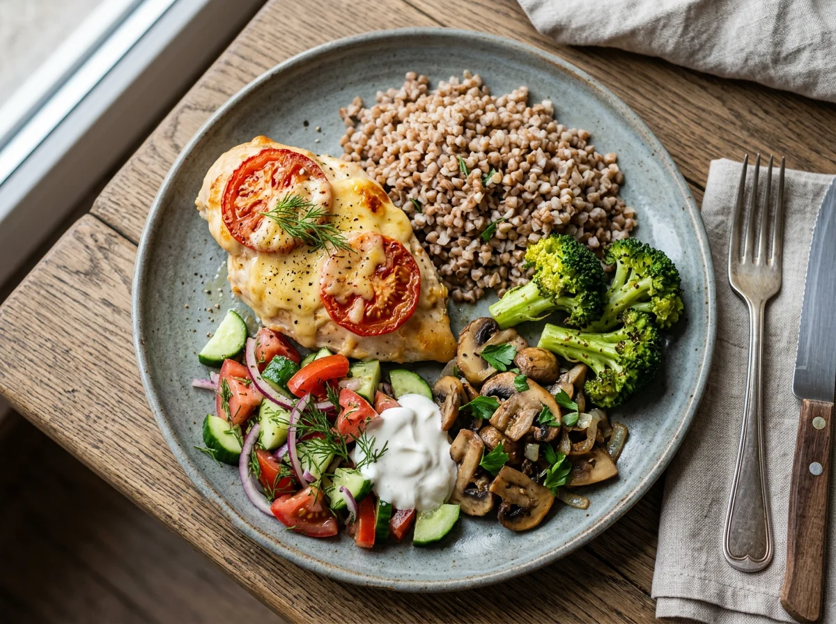 Куриное филе с овощами и гречкой photo