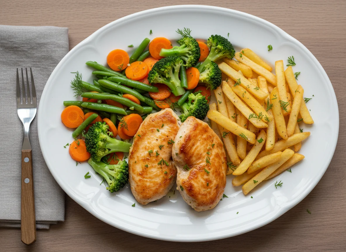 Куриное филе с овощами и картофелем photo