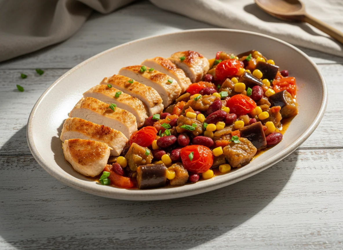 Куриное филе с овощным рагу photo