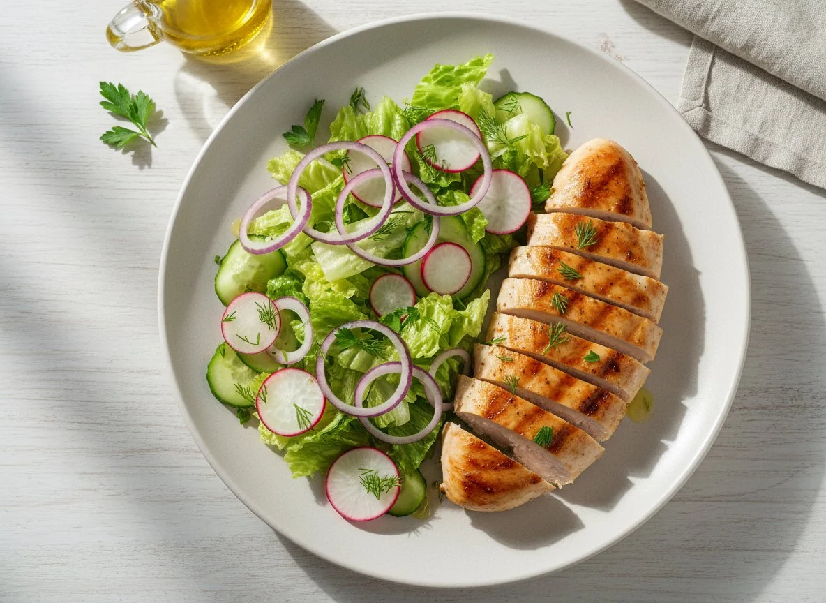 Куриное филе с овощным салатом photo