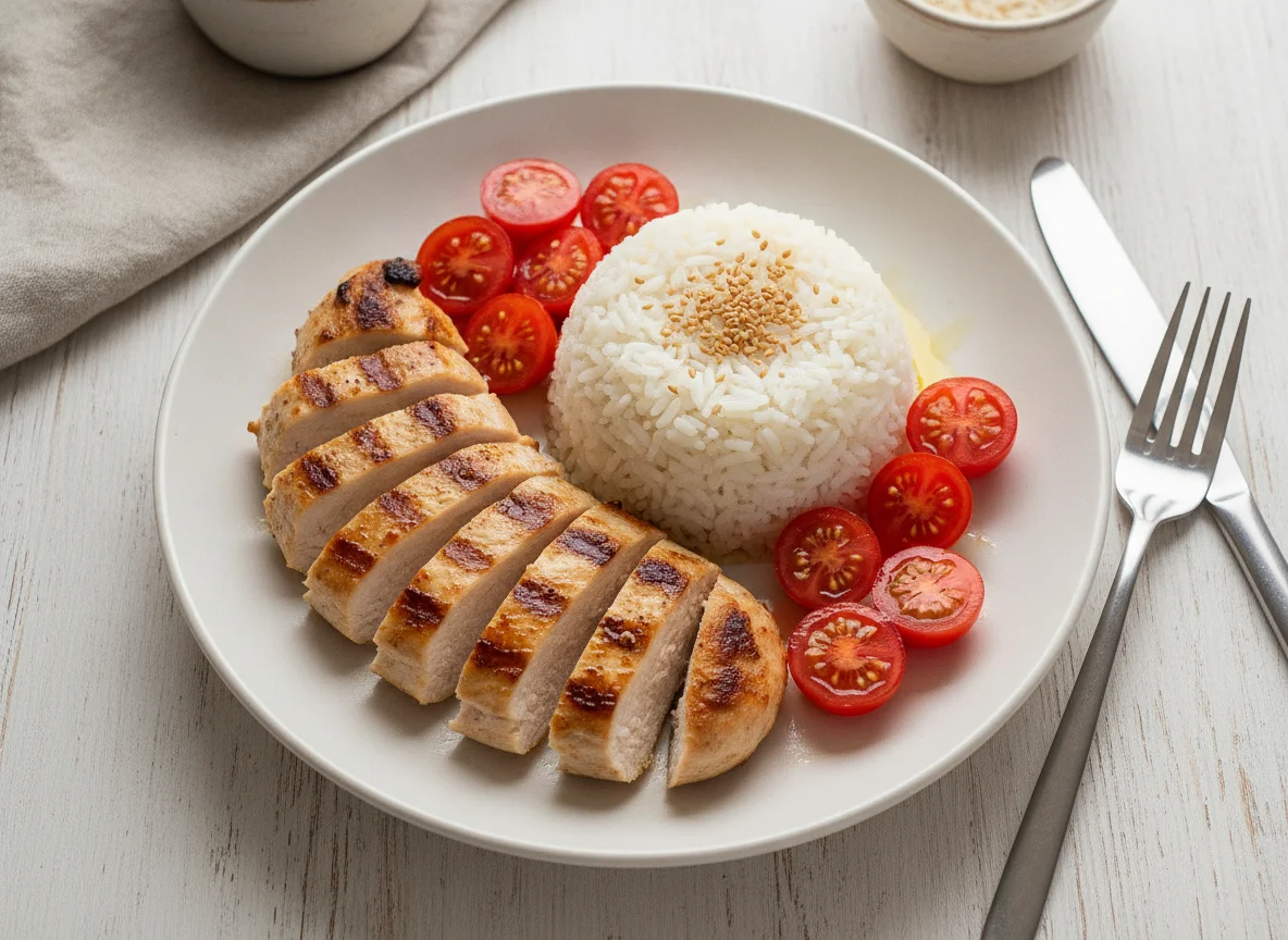 Куриное филе с рисом и помидорами черри photo