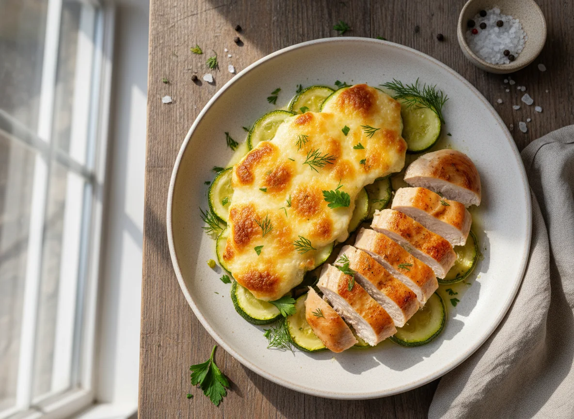 Куриное филе запеченное с цукини и моцареллой photo