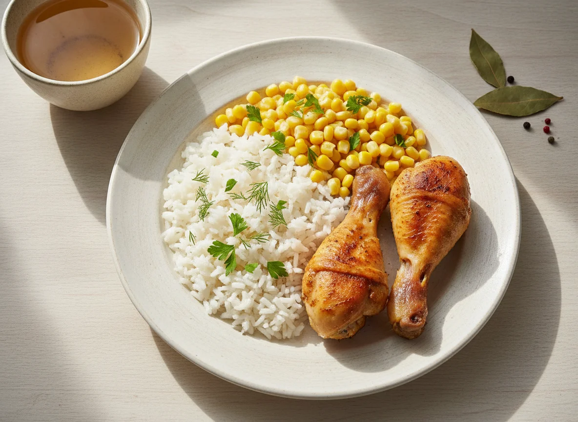 Куриные голени с рисом и кукурузой photo