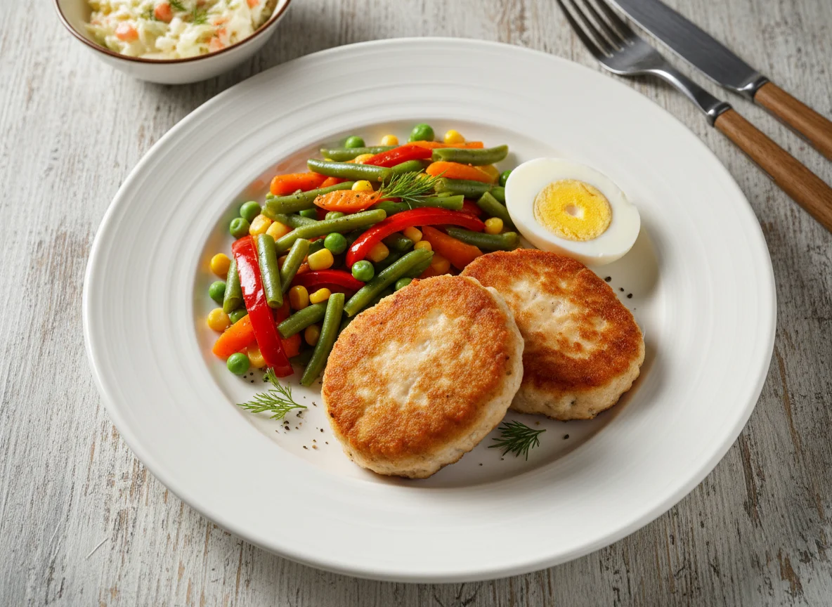 Куриные котлеты с овощами и яйцом photo