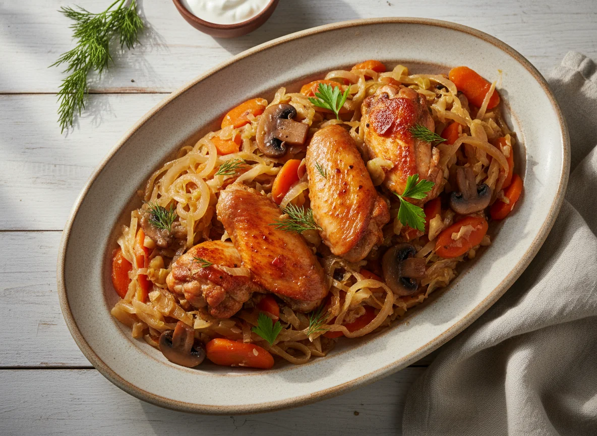 Куриные крылышки с тушеными овощами photo