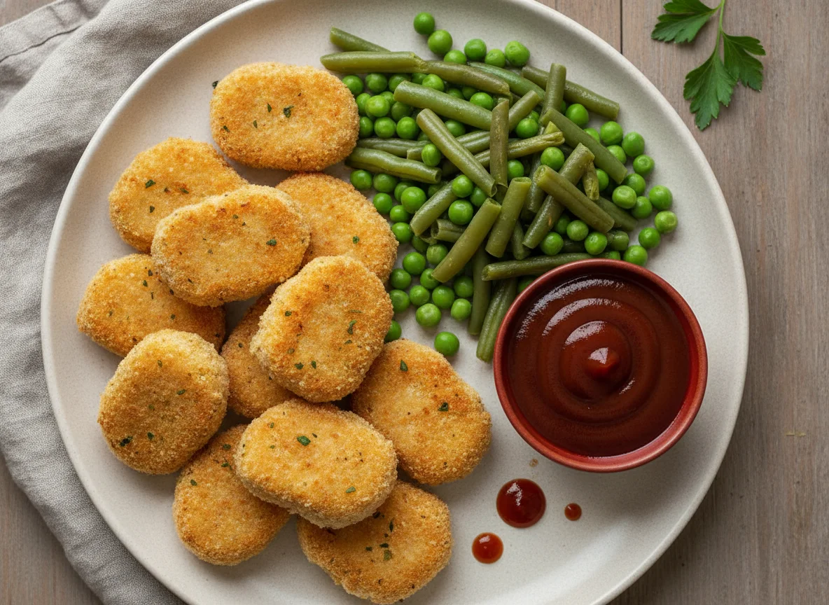 Куриные наггетсы с овощами и соусом photo