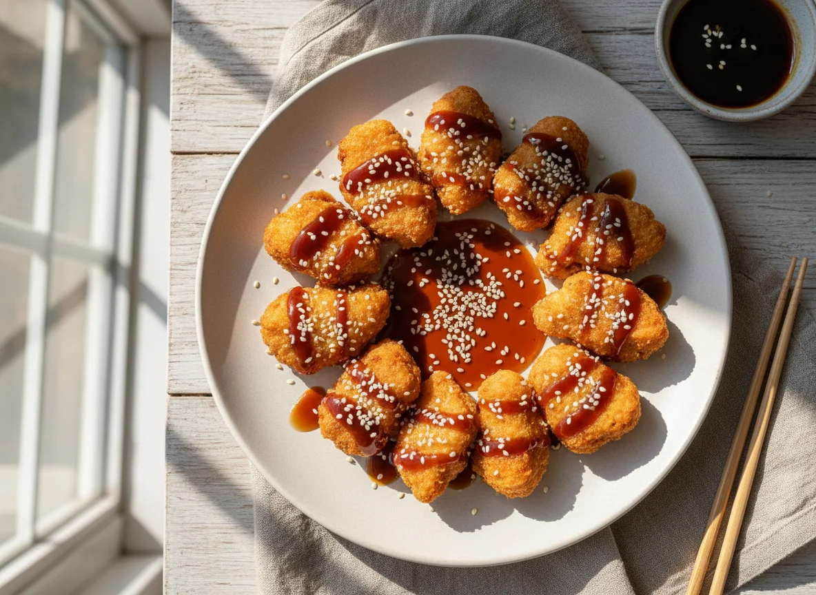 Куриные наггетсы с соусом терияки и кунжутом photo