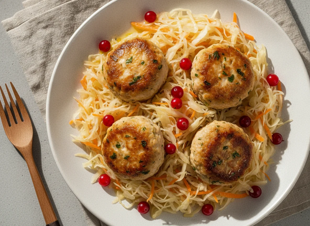 Куриные тефтели с квашеной капустой photo