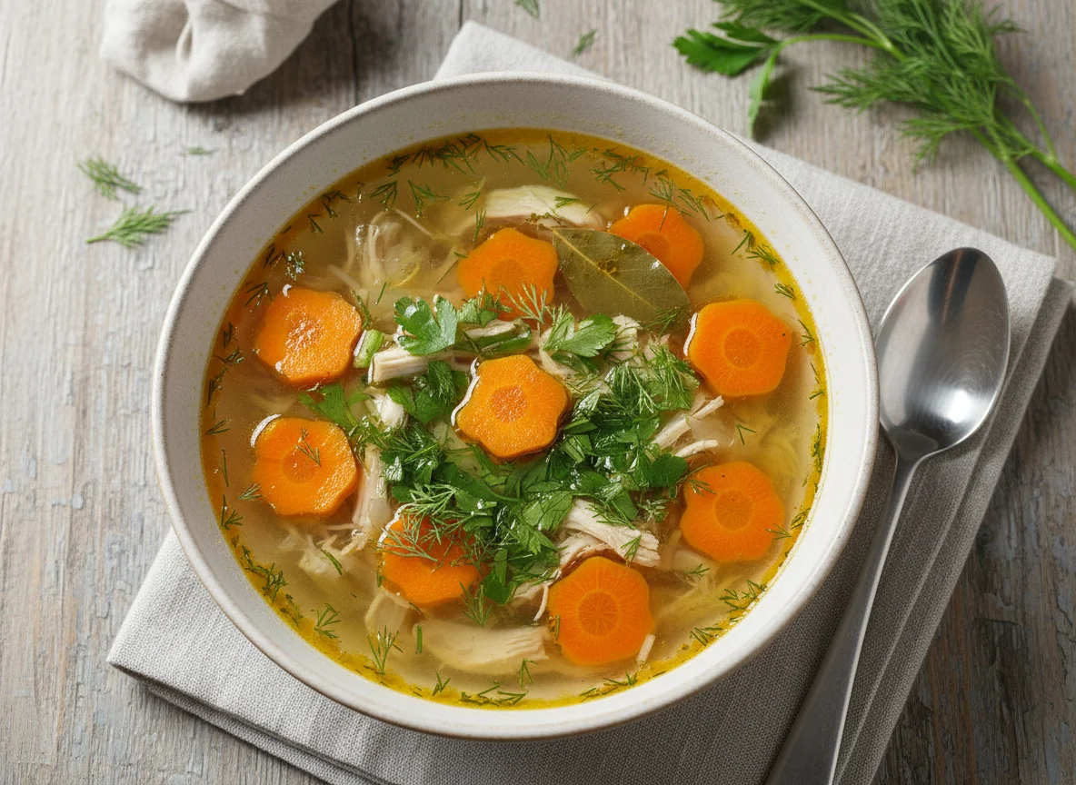 Куриный бульон с овощами photo