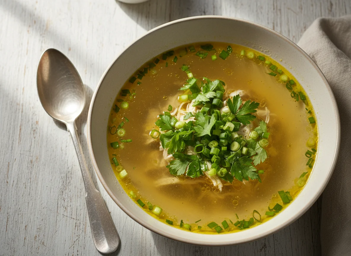 Куриный бульон с зеленью photo