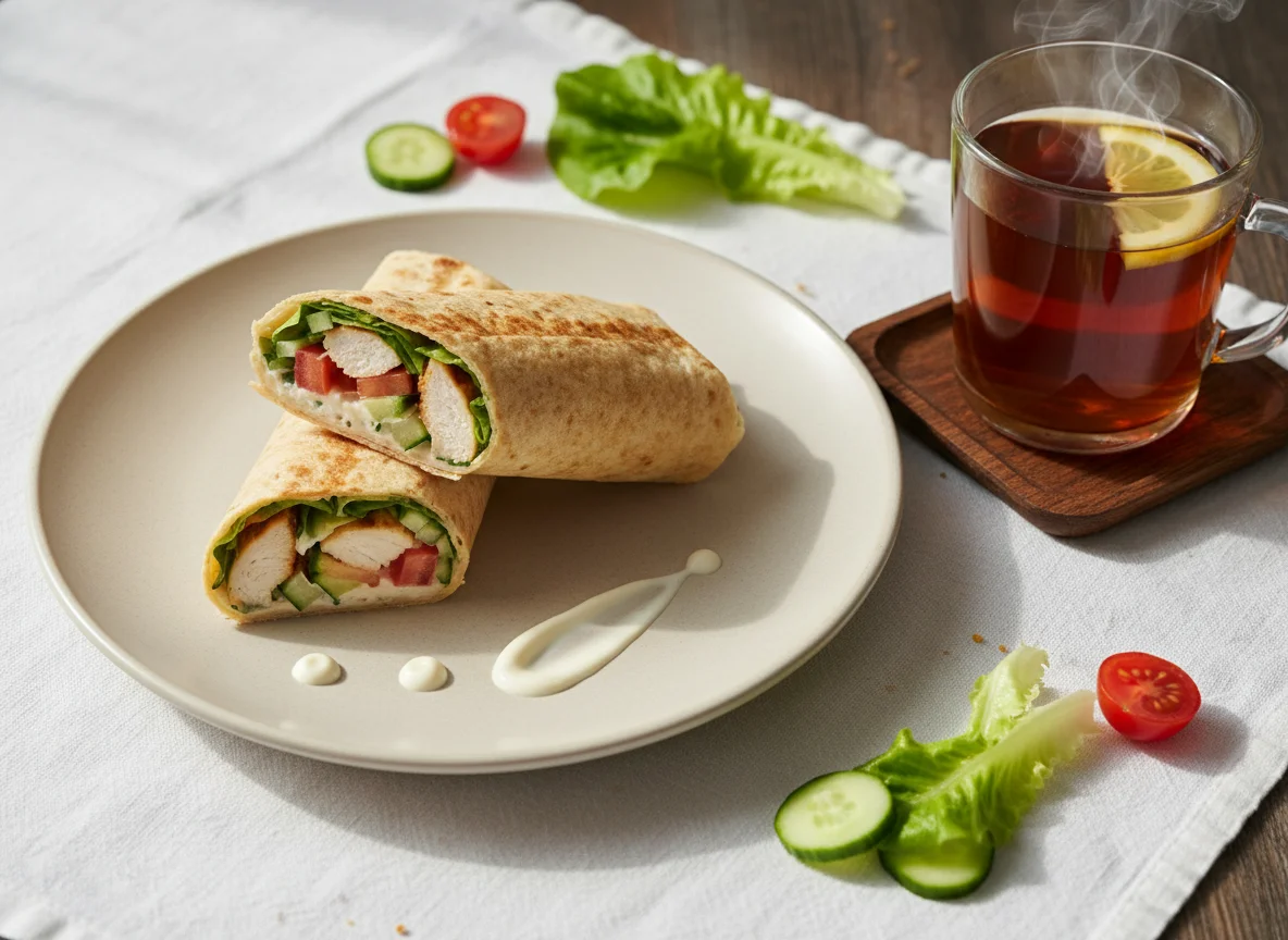 Куриный ролл с чаем photo