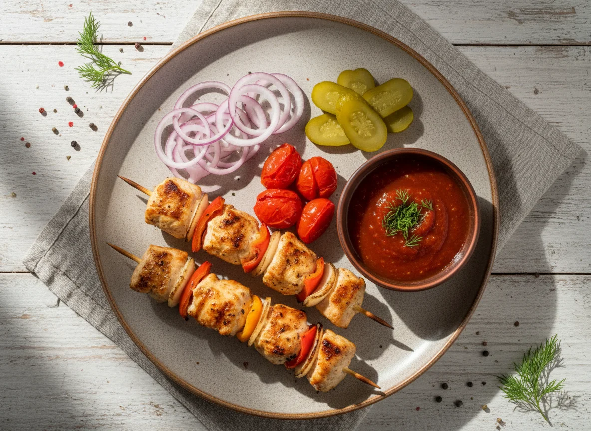 Куриный шашлык с овощами photo