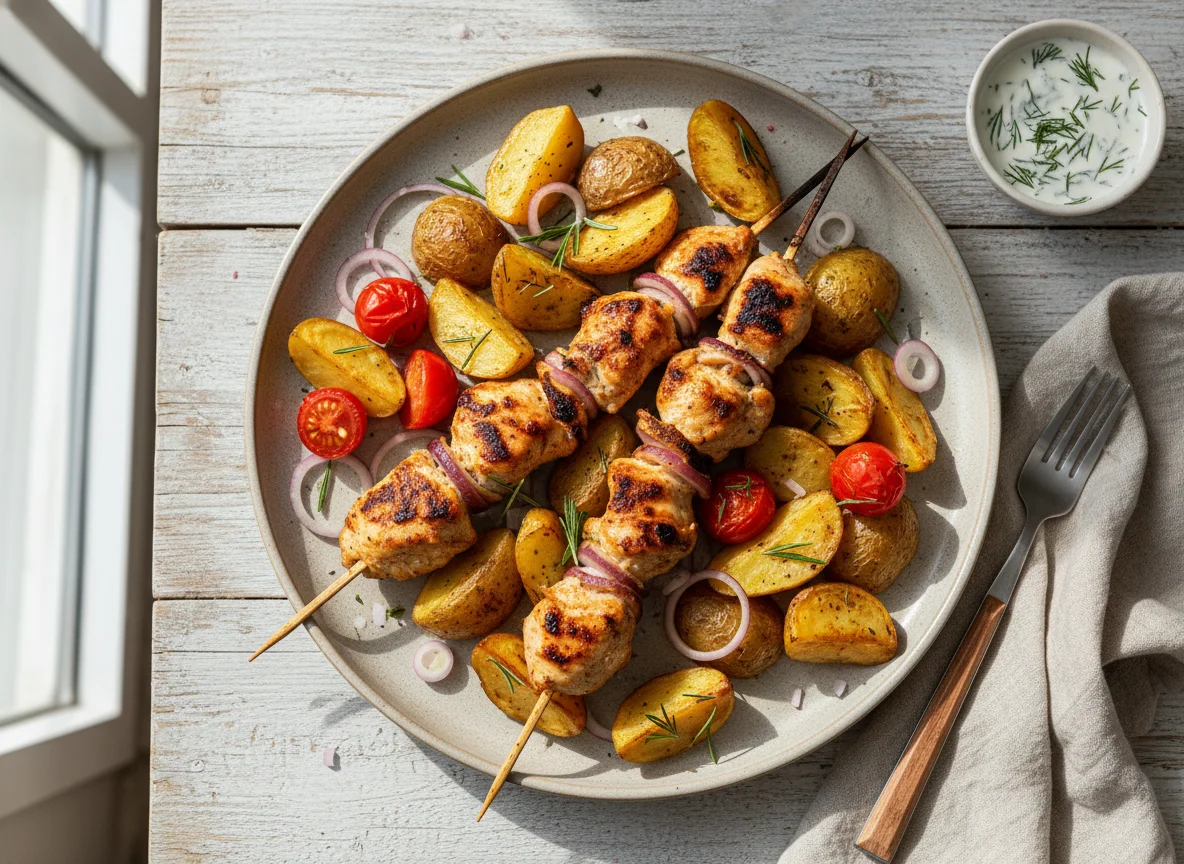 Куриный шашлык с запеченным картофелем photo