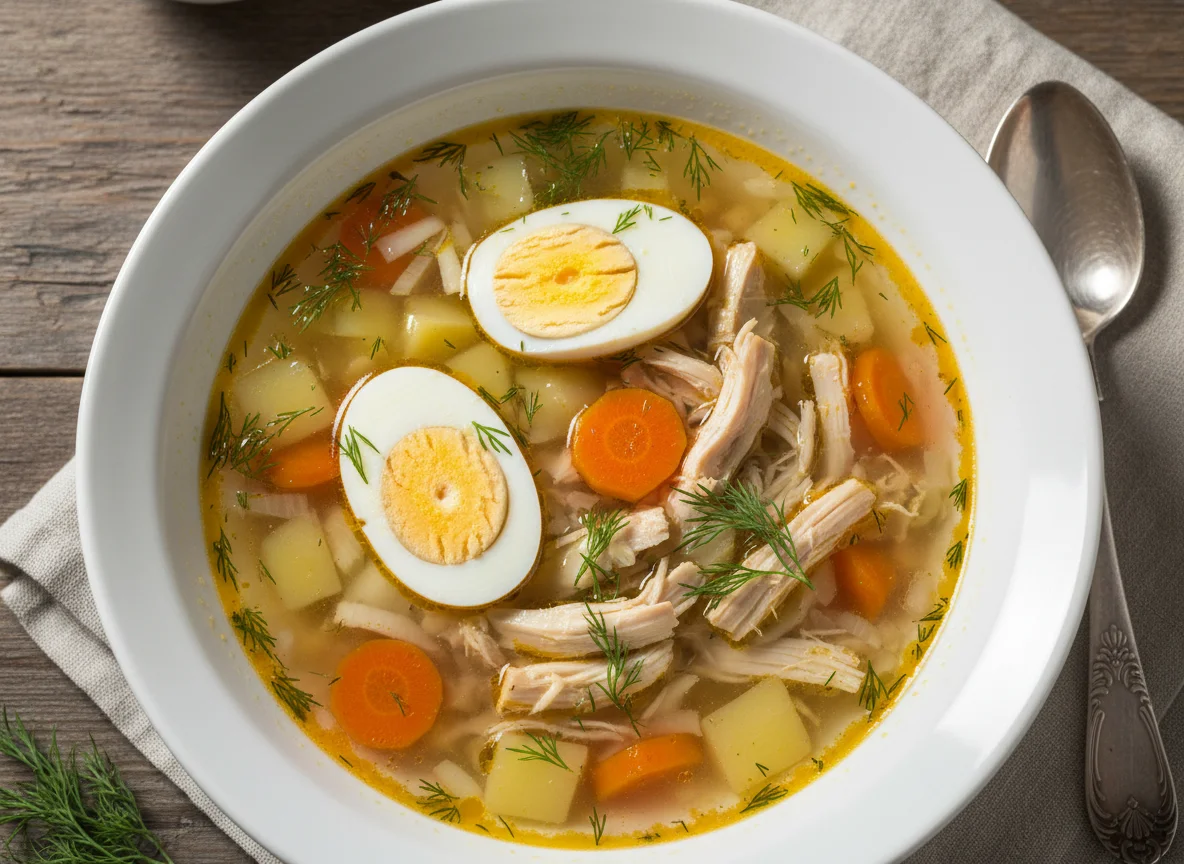 Куриный суп с яйцом и картофелем photo