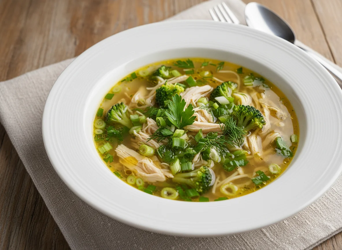 Куриный суп с брокколи и зеленью photo