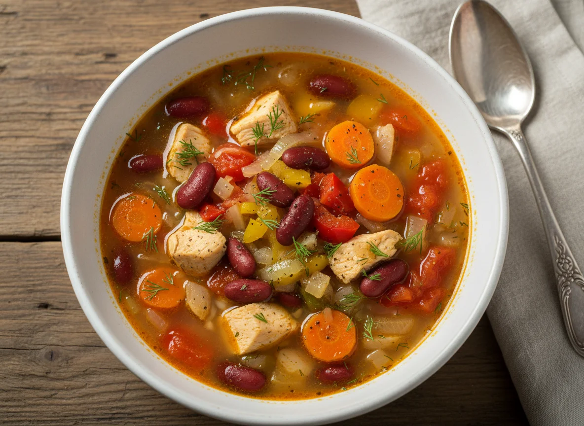 Куриный суп с фасолью и овощами photo