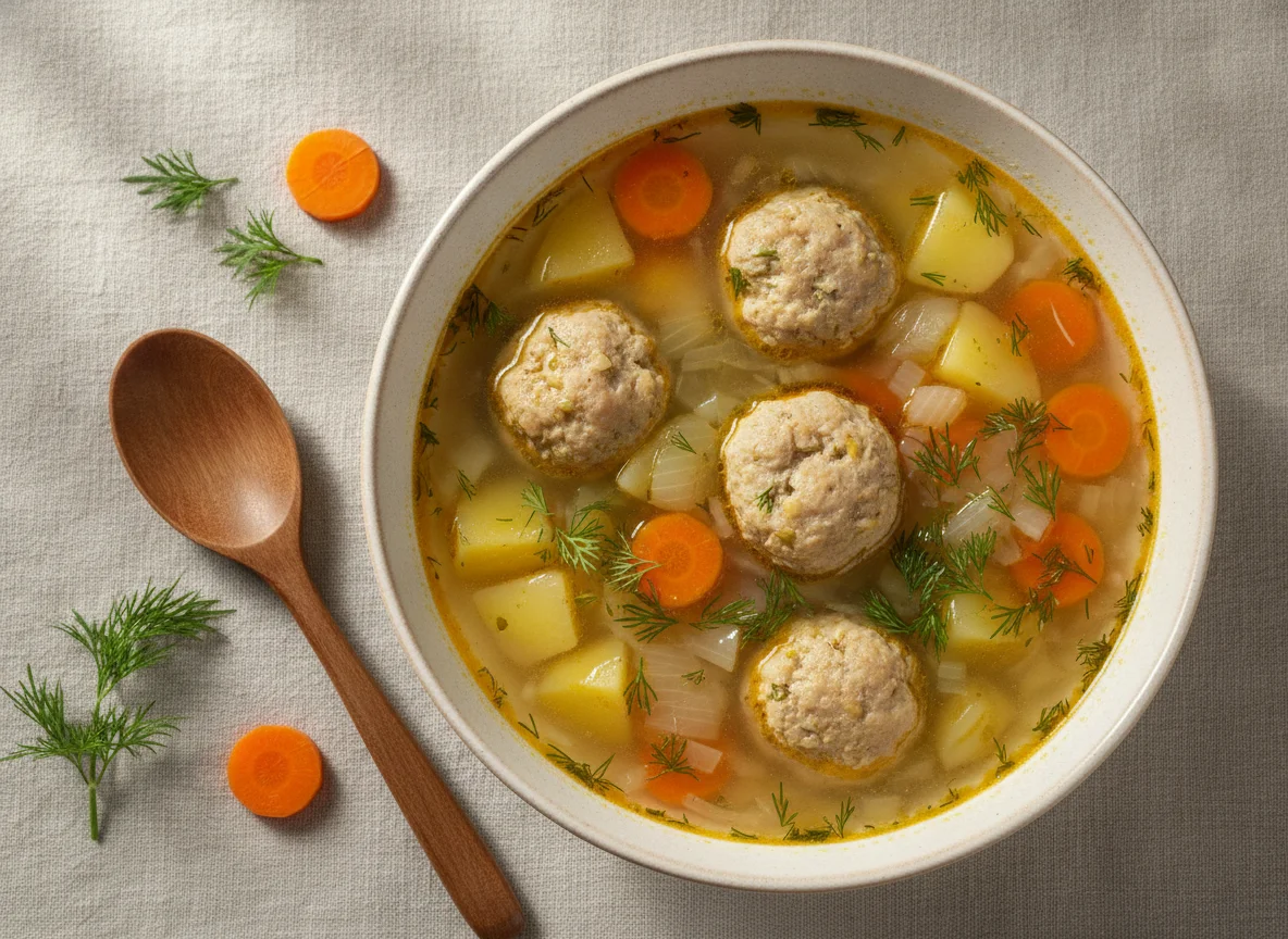 Куриный суп с фрикадельками и овощами photo