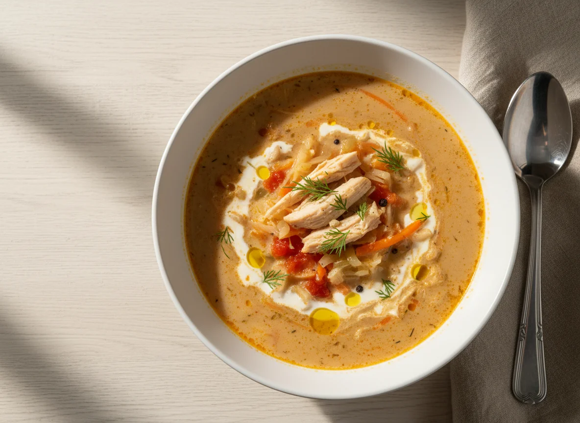 Куриный суп с капустой и сливками photo