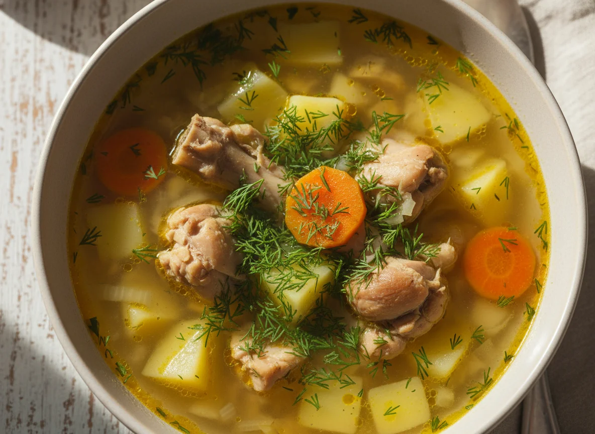 Куриный суп с картофелем и укропом photo