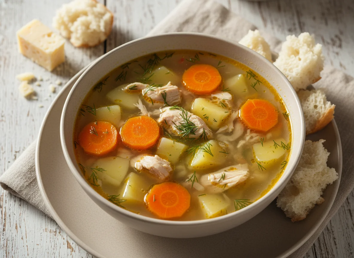 Куриный суп с морковью и картофелем photo