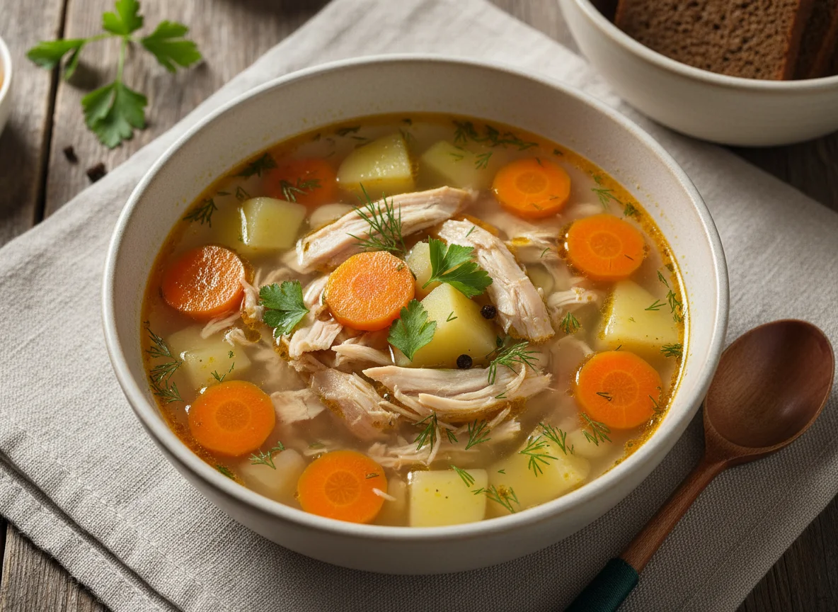 Куриный суп с овощами photo