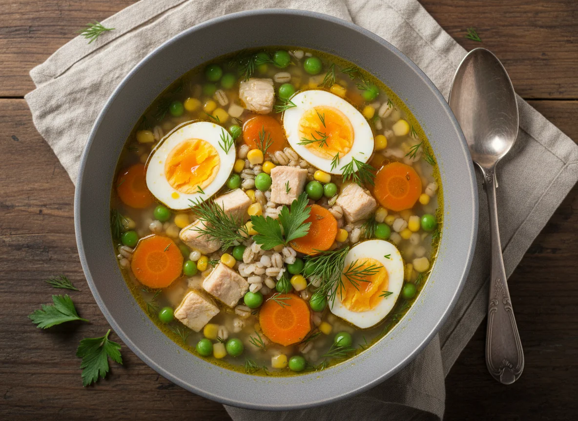 Куриный суп с овощами и крупой photo