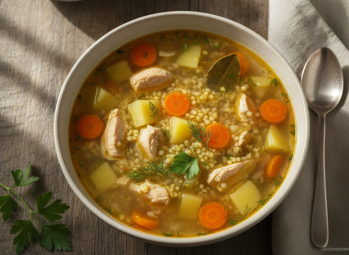 Куриный суп с пшеном и картофелем photo