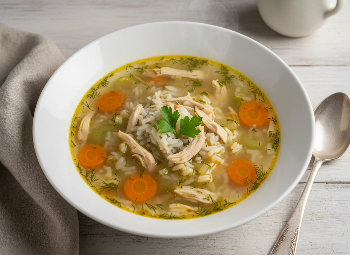Куриный суп с рисом photo