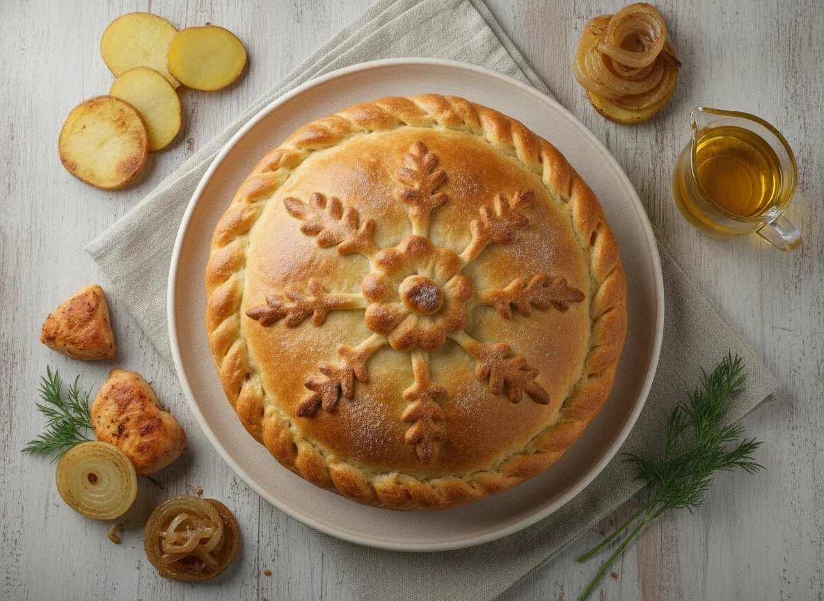 Курник (пирог с курицей и картофелем) photo