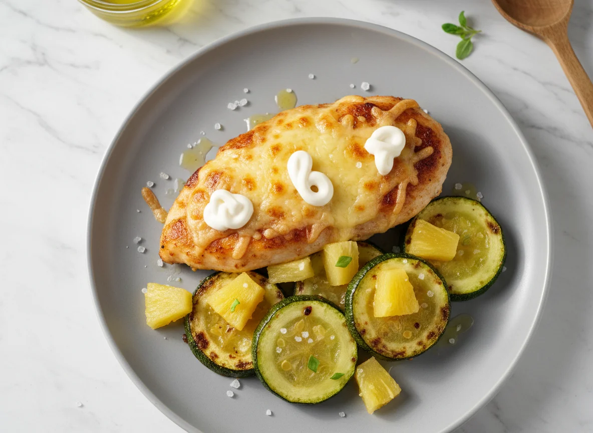 Курочка с ананасами и кабачками photo