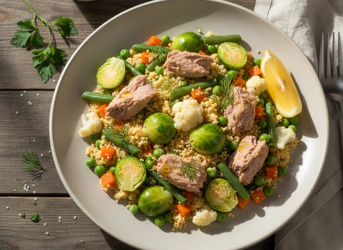 Кускус с тунцом и овощами photo