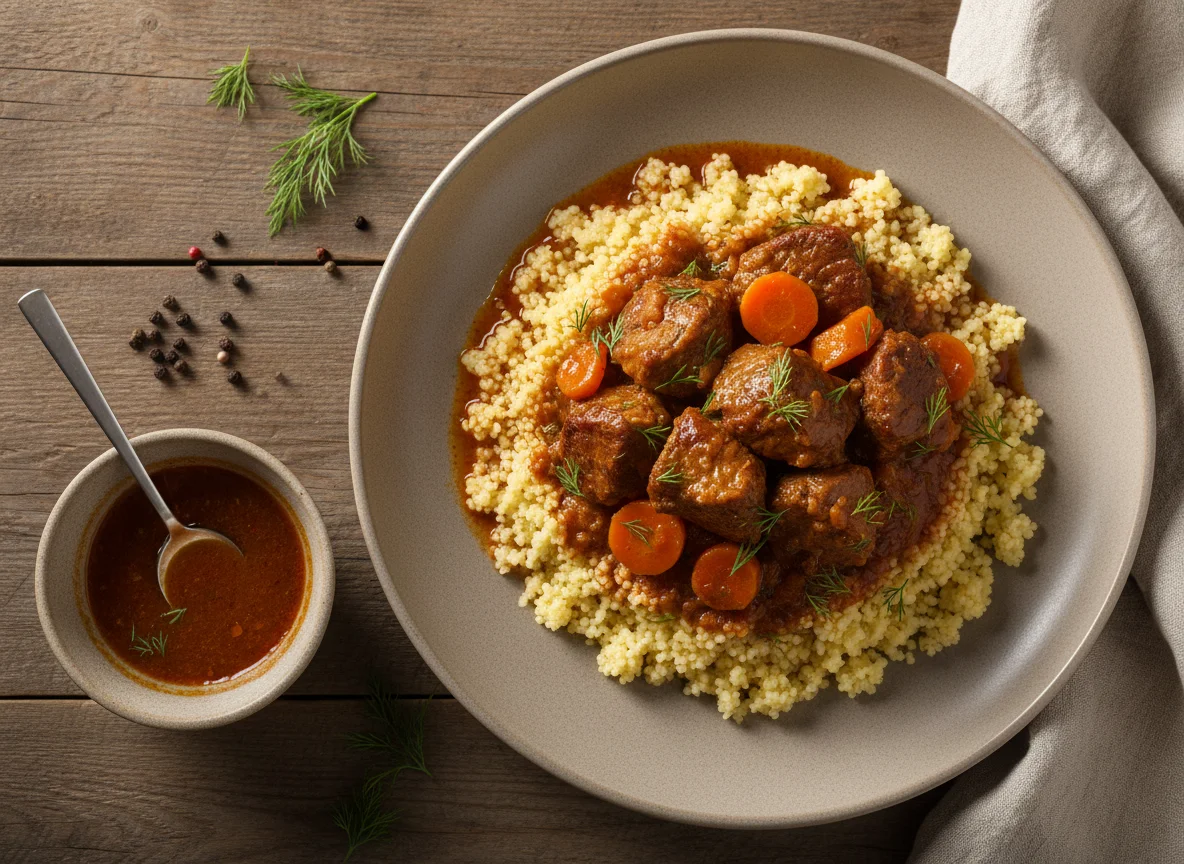 Кускус с тушеным мясом photo