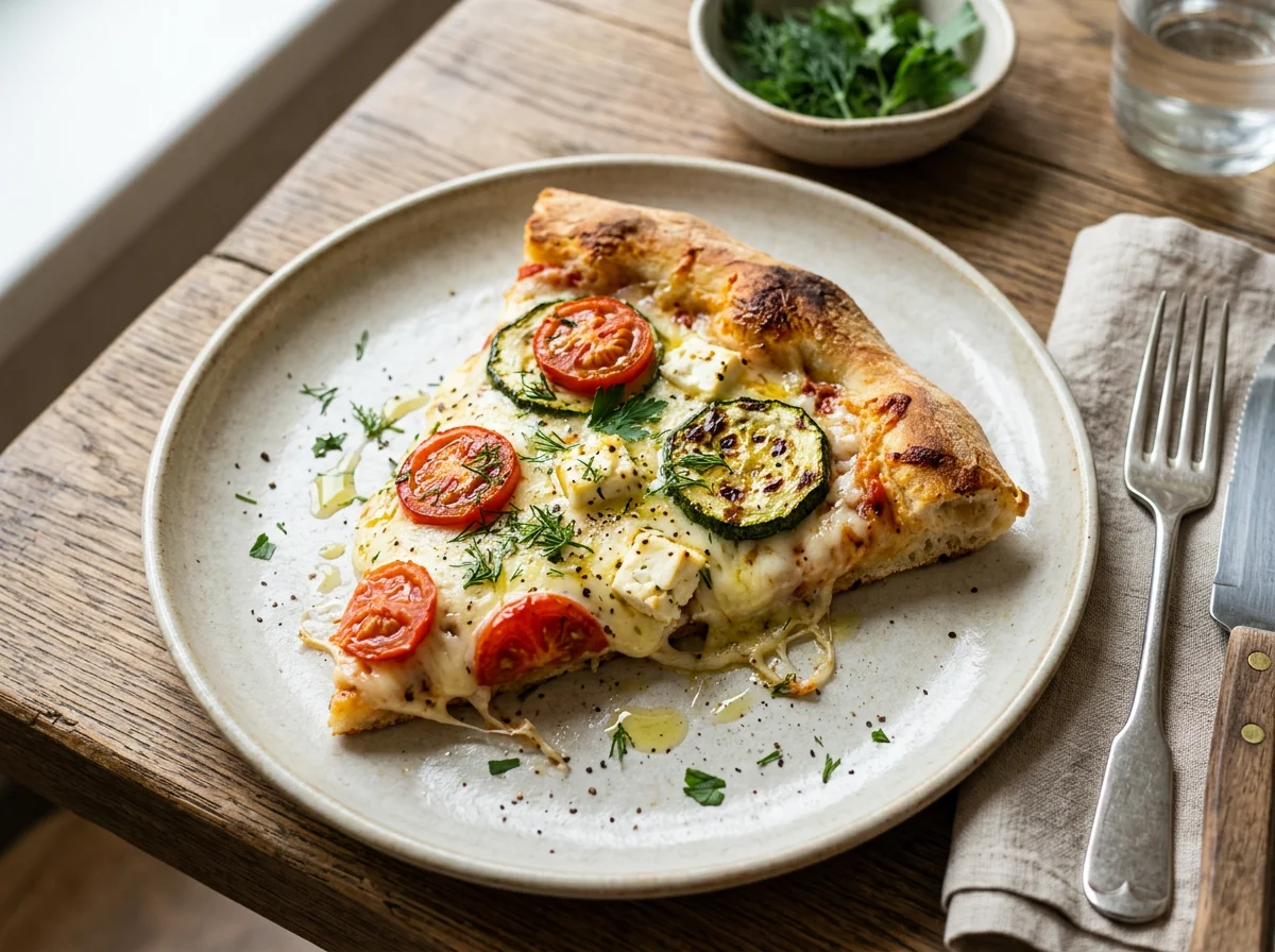 Кусочек пиццы с овощами и сыром photo