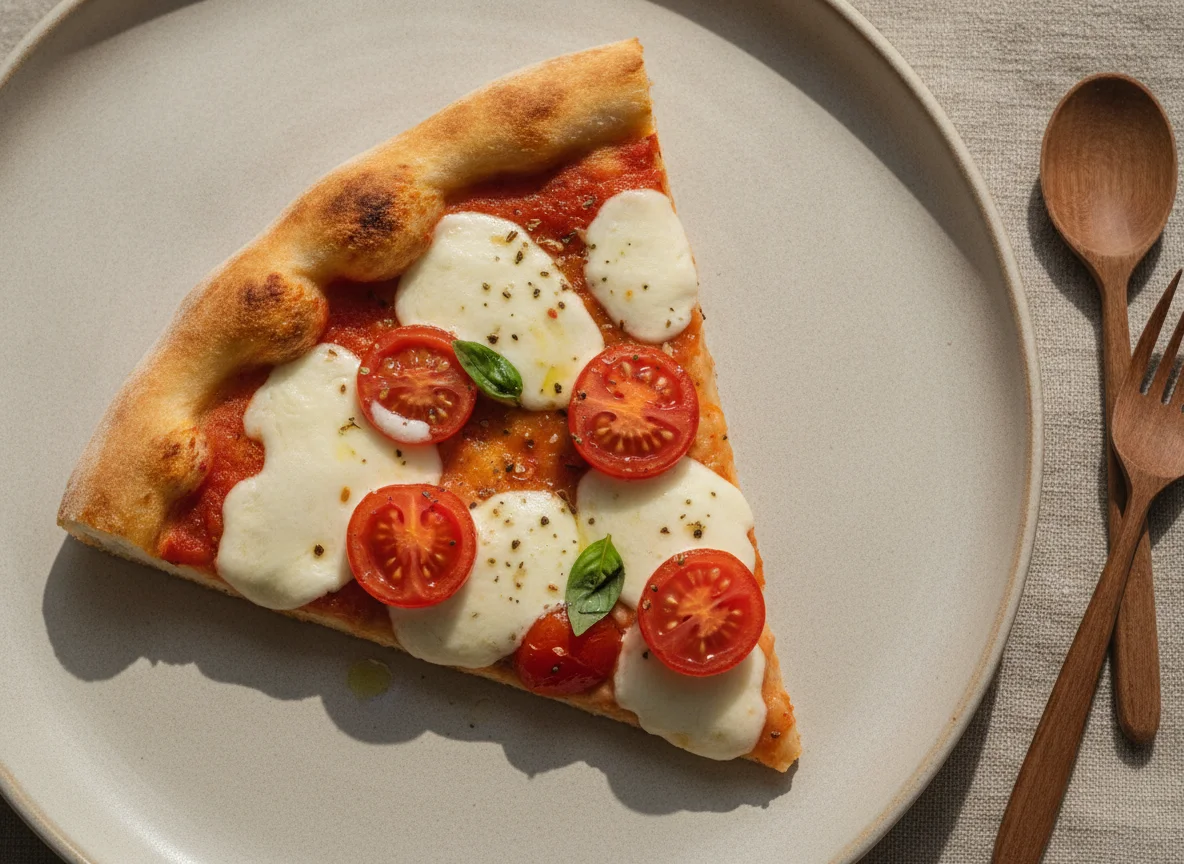 Кусок пиццы с сыром и помидорами photo
