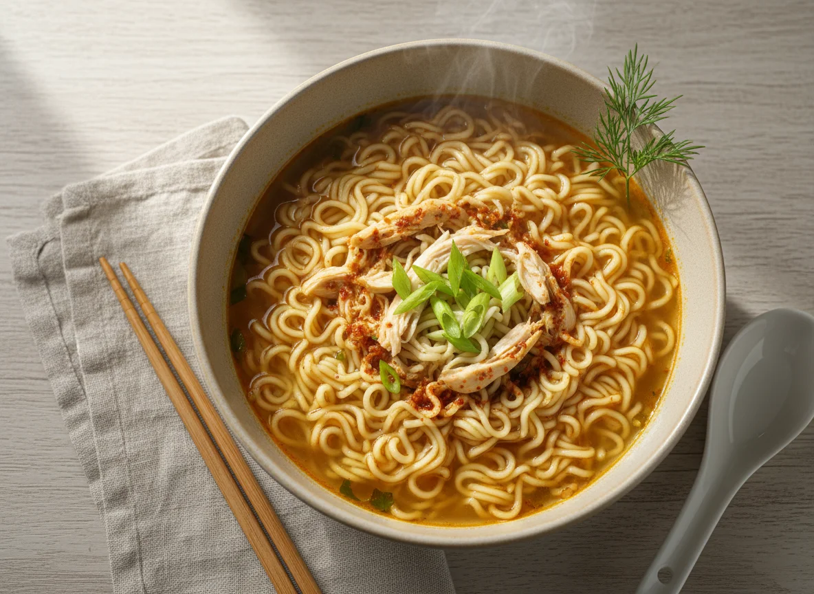 Лапша быстрого приготовления с курицей photo