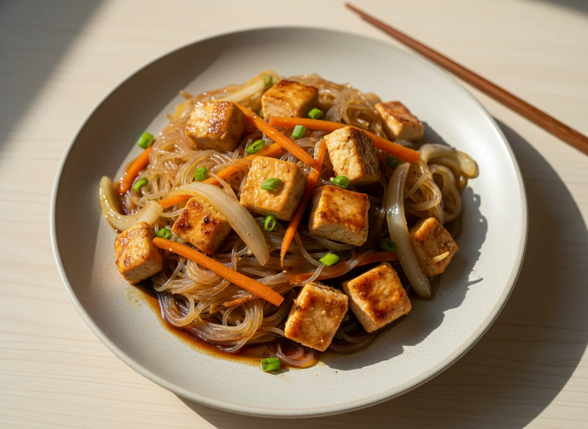 Лапша с курицей и овощами photo