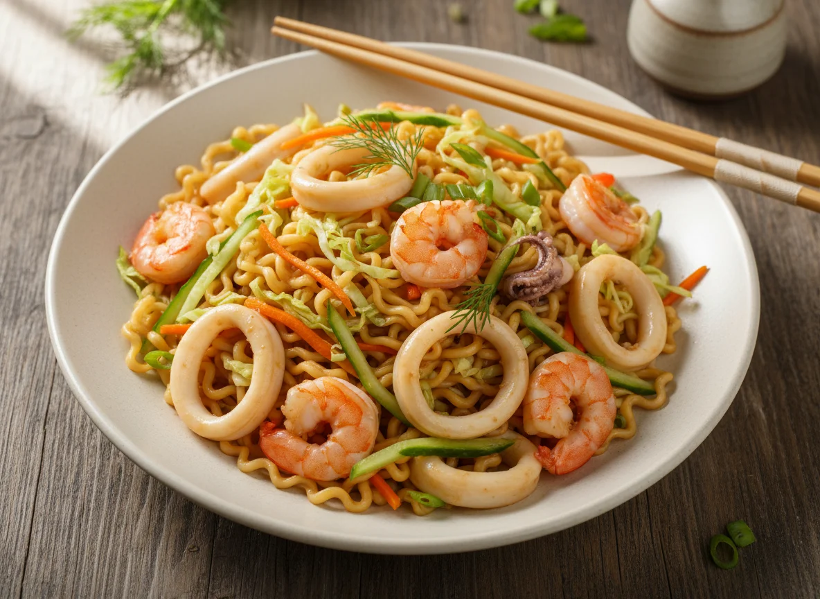 Лапша с морепродуктами photo