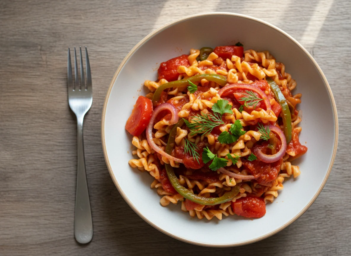 Лапша с овощами и соусом photo