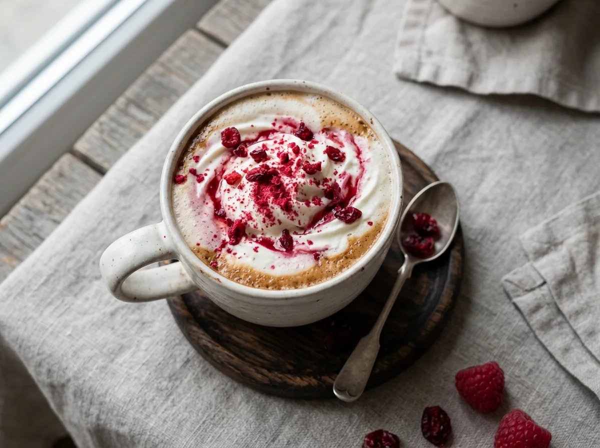 Латте из ягод и малины photo