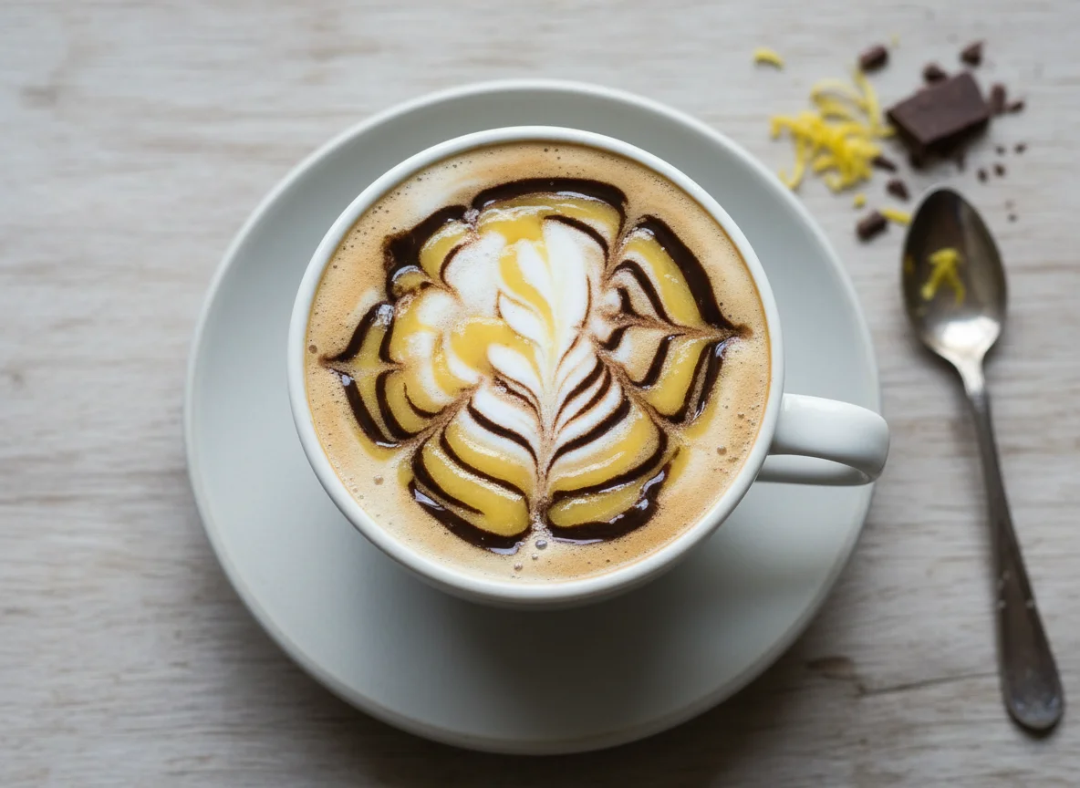 Латте с лимонным курдом и шоколадом photo