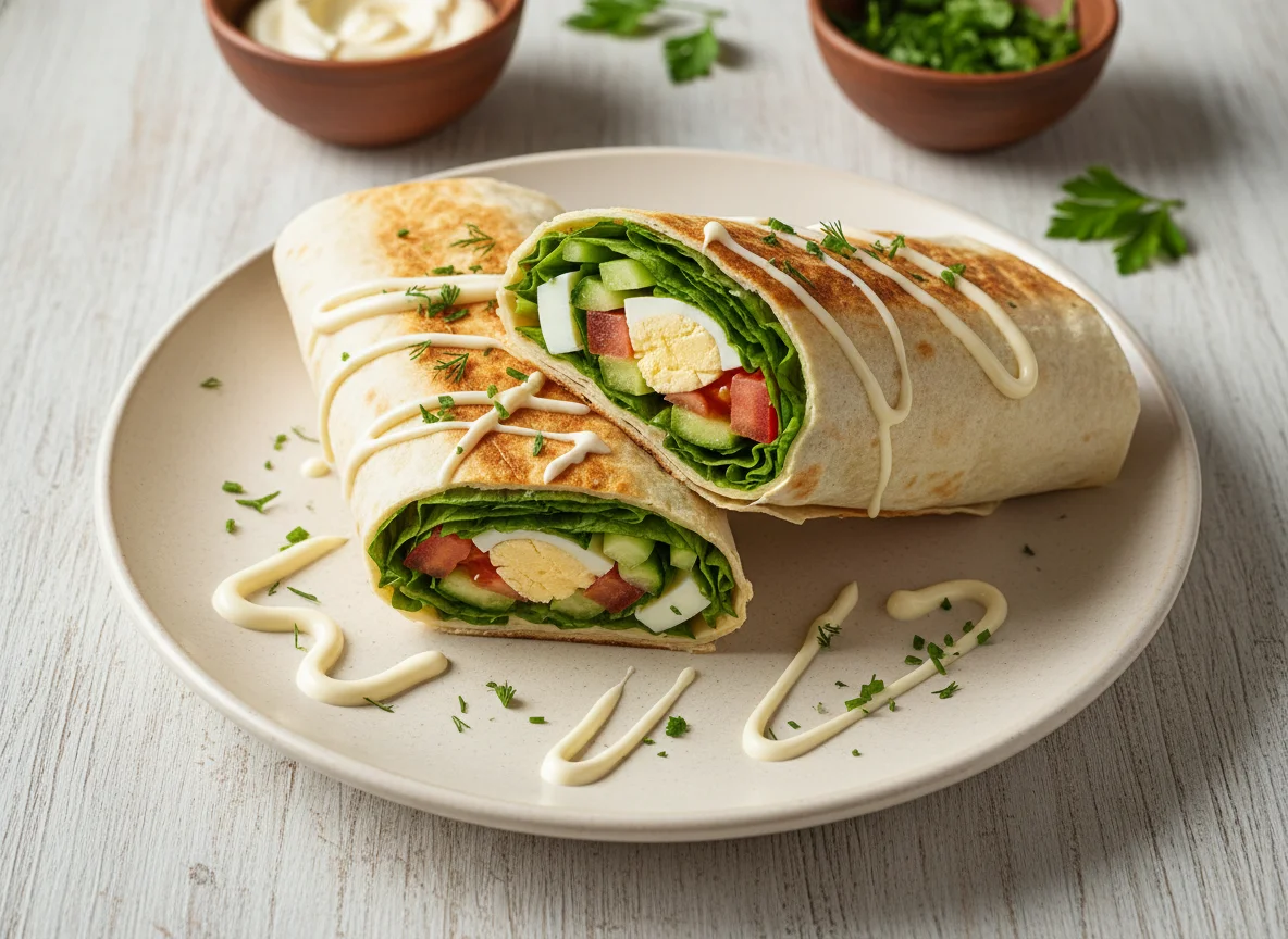 Лаваш ролл с овощами и яйцом photo