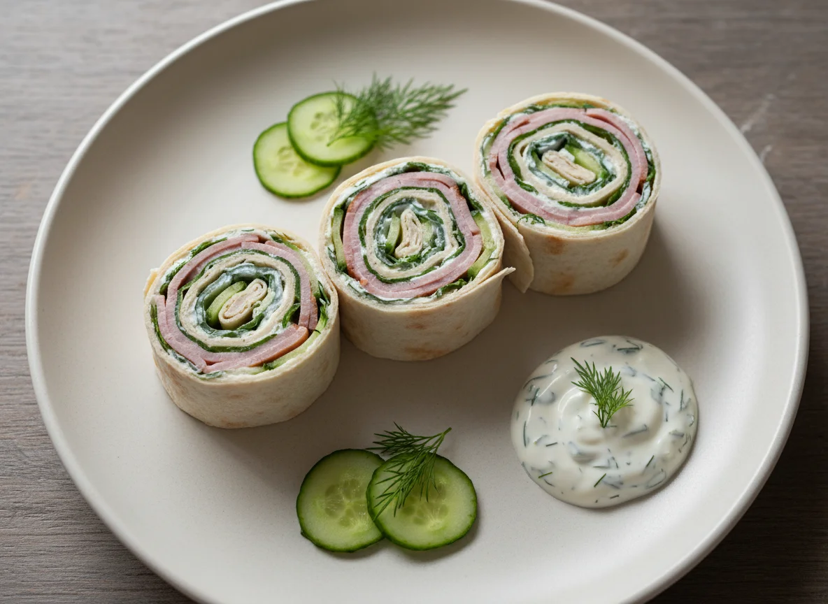 Лаваш ролл с ветчиной и огурцом photo