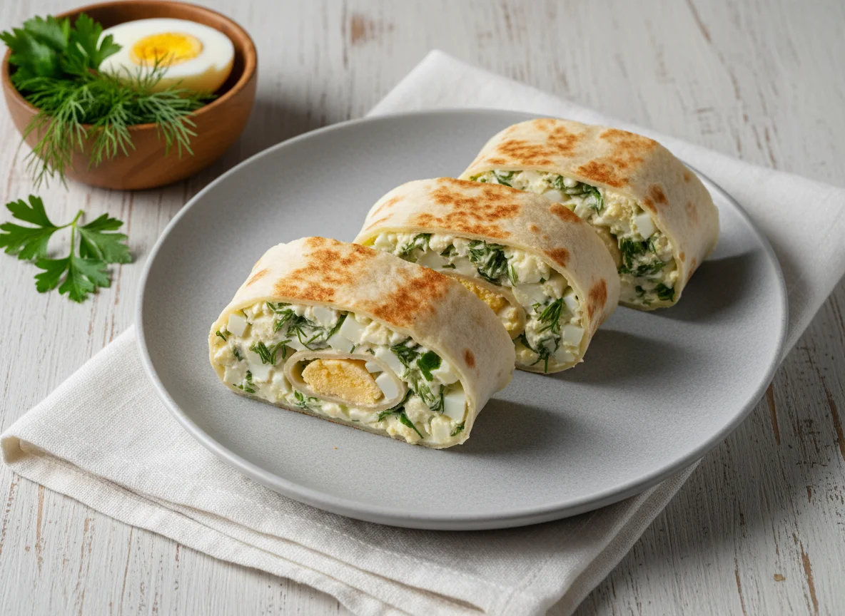 Лаваш с начинкой из яиц и зелени photo