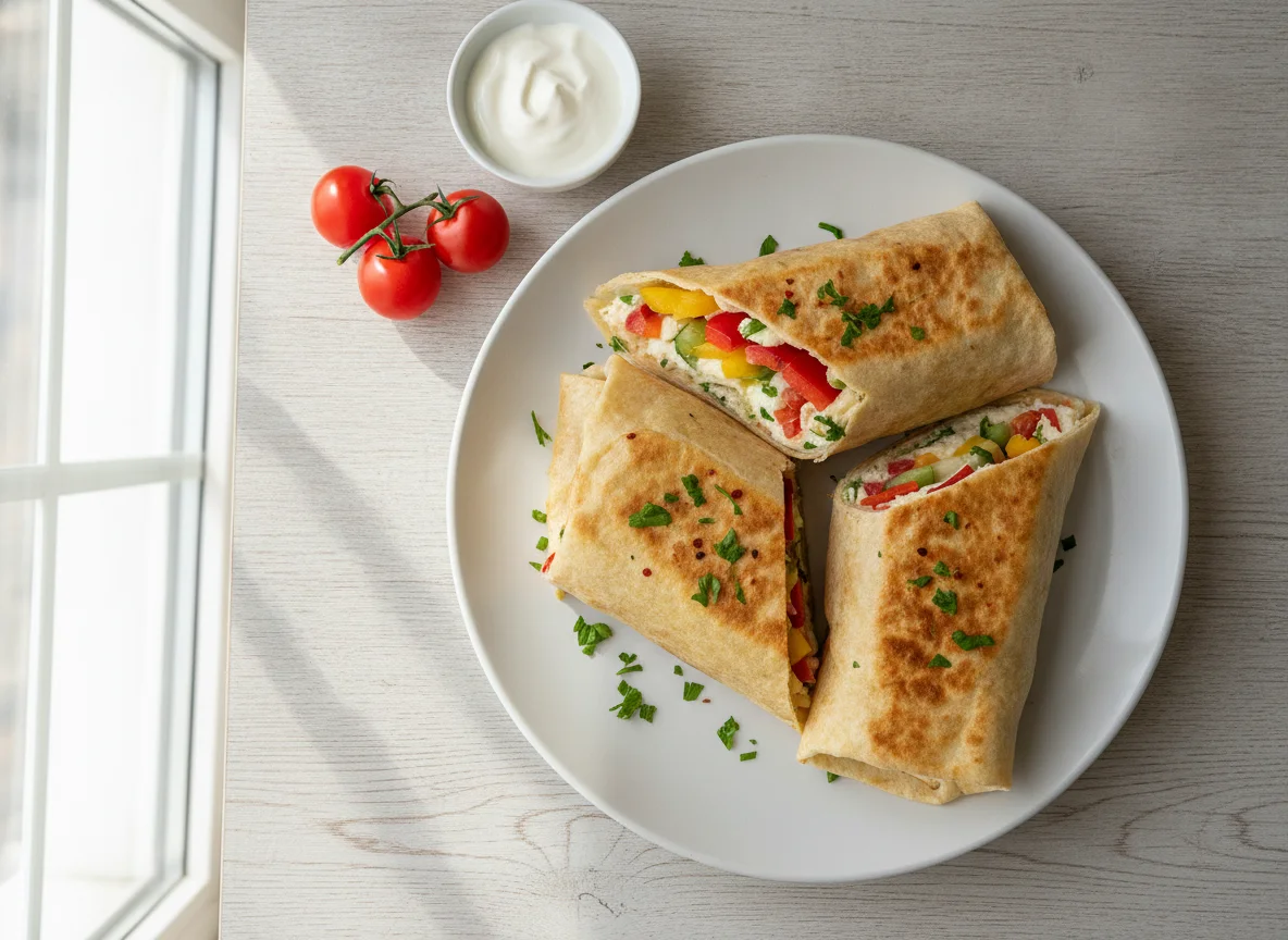 Лаваш с сыром и овощами photo