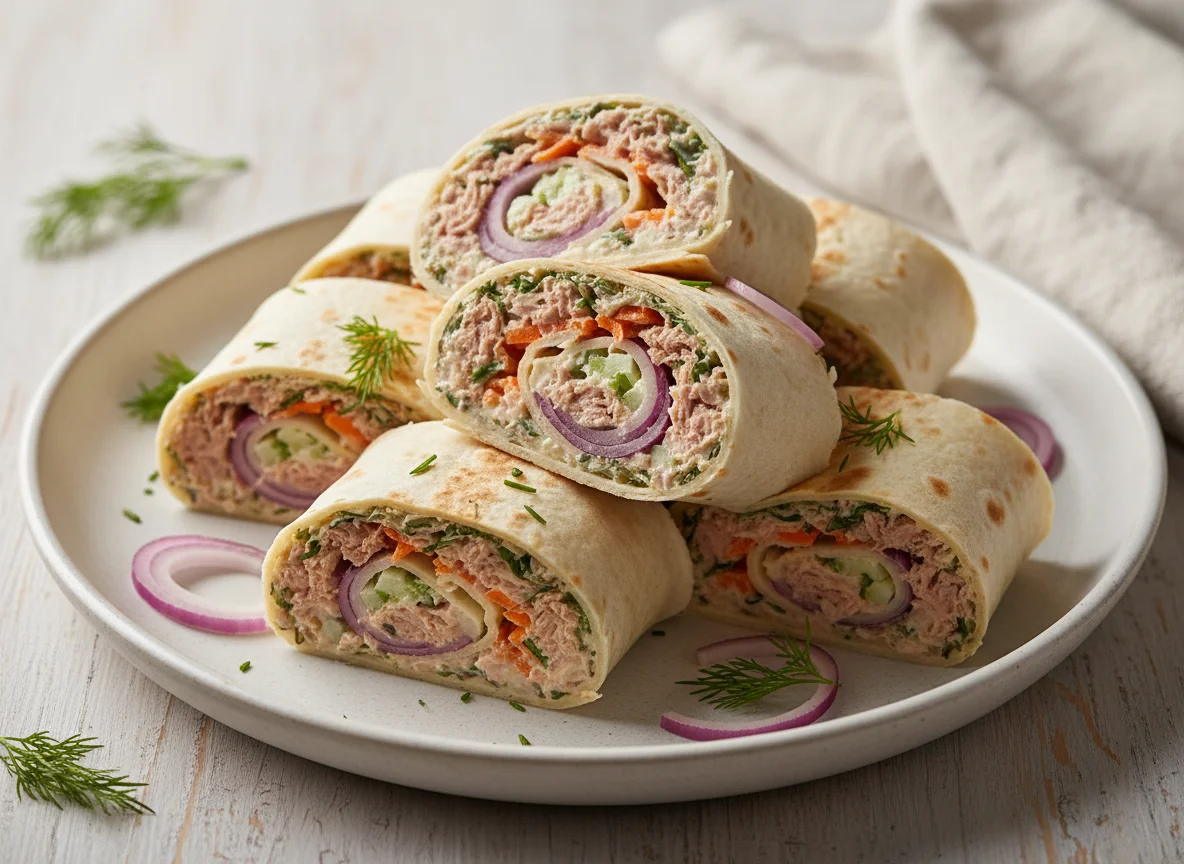 Лаваш с тунцом и овощами photo